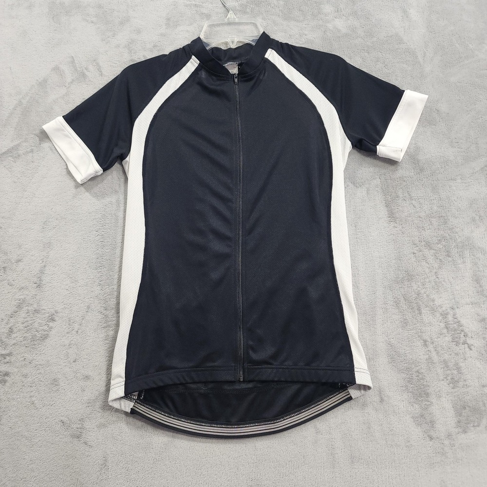 Canari Top Womens L Black White Full Zip Cycling Jersey Short Sleeve Bike